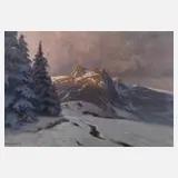 Alexander Kircher, Winterliche Alpenlandschaft, Öl auf Leinwand