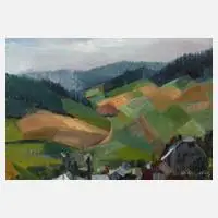 W. Kriegel, Berglandschaft, Öl auf Karton