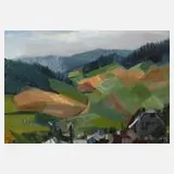 W. Kriegel, Berglandschaft, Öl auf Karton