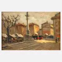 L. Marcoglin, Herbstliche Straßenszene, Öl auf Karton