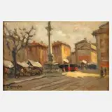 L. Marcoglin, Herbstliche Straßenszene, Öl auf Karton