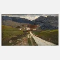 Menegazzi, Abendlandschaft, Öl auf Holztafel