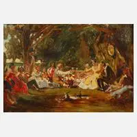 Metzler, Picknick im Grünen, Öl auf Hartfaserplatte