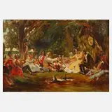 Metzler, Picknick im Grünen, Öl auf Hartfaserplatte