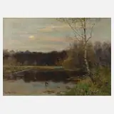 Prof. Peter Paul Müller, Seeuferlandschaft, Öl auf Leinwand