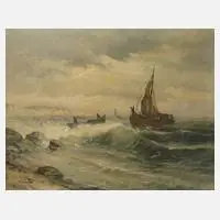 Rez, Schiff vor Küste, 1932, Öl auf Leinwand