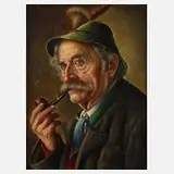 Walter Roessler, Pfeifenraucher, Öl auf Sperrholz