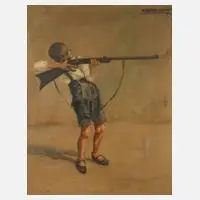 E. Spörl, Junger Schütze, Öl auf Leinwand