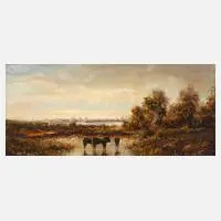 Friedrich Karl Thauer, Bukolische Landschaft, Öl auf Leinwand