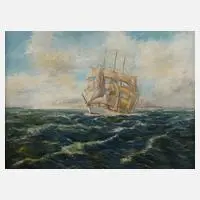 L. Thomsen, Segelschiff auf hoher See, Öl auf Leinwand