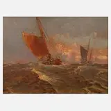 Segler im Wind by Carl Friedrich Winkler-Hagedorn, Öl auf Hartfaserplatte, sold Mar 2022