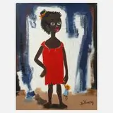 Sílvio Pinto, Afrikanisches Mädchen mit Puppe, Öl auf Leinwand