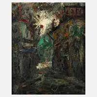 Elemer Vagh Weinmann, Straße mit Cafe, Öl auf Leinwand