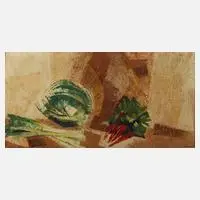 A. Degrune, Gemüsestillleben, Öl auf Leinwand