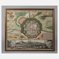 Matthias Seutter, Plan und Ansicht von Landau, Kupferstich