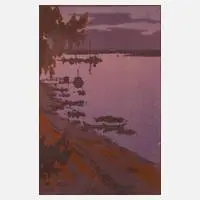 Vadim Dmitrievitch Falileeff, Abend am See, Farbholzschnitt