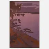 Vadim Dmitrievitch Falileeff, Abend am See, Farbholzschnitt