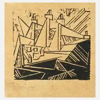 Prof. Lyonel Feininger, "Dreimastiges Schiff", Holzschnitt