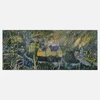 Stadt am Fluss by Esteban Fekete, Farbholzschnitt, sold Mar 2022