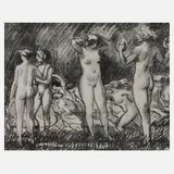 Ludwig von Hofmann, Beim Baden, Lithographie