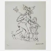 Prof. Oskar Kokoschka, Merkur, Tuschelithographie