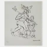 Prof. Oskar Kokoschka, Merkur, Tuschelithographie