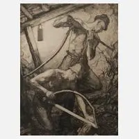 Hermann Kätelhön, Unter Tage, Radierung