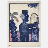 Alekos Fassianos, Vor dem Spiegel, Farblithographie