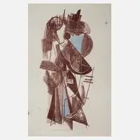 John von Wicht, "Improvisation blue-brown", Farblithographie