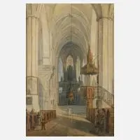 Ernst Hasse, Kircheninterieur, Aquarell