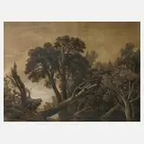 Überfluteter Wald by Johann Christian Klengel, Kohle auf getöntem Papier mit partieller Weißhöhung, sold Mar 2022
