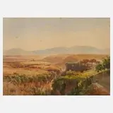 Ercole Trachel, Italienische Landschaft, Aquarell