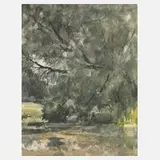 Sion Longley Wenban, Am Waldteich, Aquarell