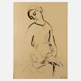 Georg Demmel, Sitzende junge Frau, 1956, Tuschepinselzeichnung auf Papier