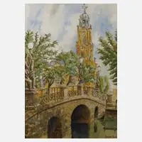 Adalbert Perrot, Die Garnisonskirche in Potsdam, Aquarell und Tuschefeder
