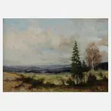 Manfred Feiler, Sommerlandschaft, Öl auf Hartfaserplatte