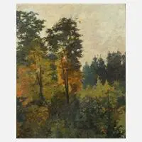 Artur Henne, Waldlandschaft, Öl auf Platte
