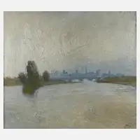 Gunter Jacob, Blick auf Dresden, Öl auf Hartfaserplatte