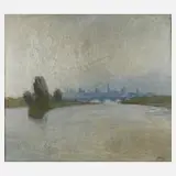 Gunter Jacob, Blick auf Dresden, Öl auf Hartfaserplatte