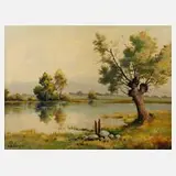 Karl Schmidt, Teichlandschaft, Öl auf Leinwand