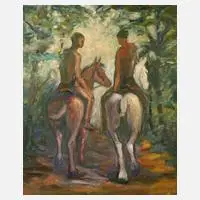 Otto Rudolf Schmidt, "Reiter aus Moritzburg", 1962, Öl auf Leinwand