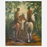 Otto Rudolf Schmidt, "Reiter aus Moritzburg", 1962, Öl auf Leinwand