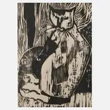 Heinz Tetzner, "Katzen", Holzschnitt