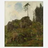 Otto Westphal, "Fichte auf Felsen", Öl auf Leinwand