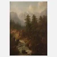 Eduard Boehm, "Gebirgsbach aus der Schweiz", Öl auf Leinwand