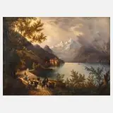 Johann Anton Castell, Schloss Chillon, Öl auf Leinwand