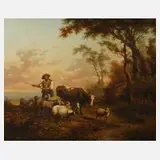 Prosper Ferey, Hirtenlandschaft, 1856, Öl auf Leinwand