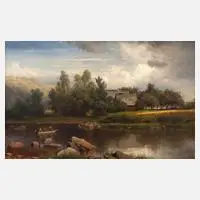 Prof. Eduard Leonhardi, "... Zschopautal bei Gewittersturm", 1864, Zeichnung