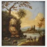 C. Lindquist, Am Flussufer, 1849, Öl auf Holztafel