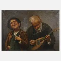 Arturo Petrocelli, Straßenmusikanten, Öl auf Leinwand